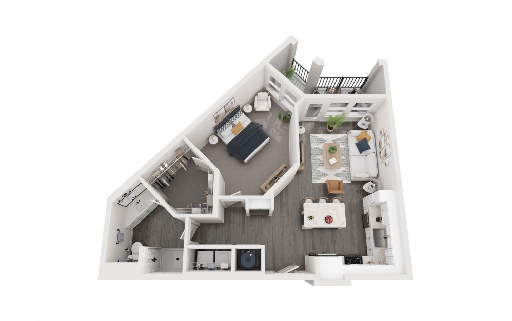 1A - 1 bedroom floorplan layout with 1 bathroom and 828 - 831 square feet