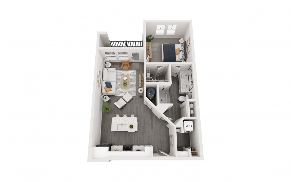 1D - 1 bedroom floorplan layout with 1 bathroom and 789 - 793 square feet