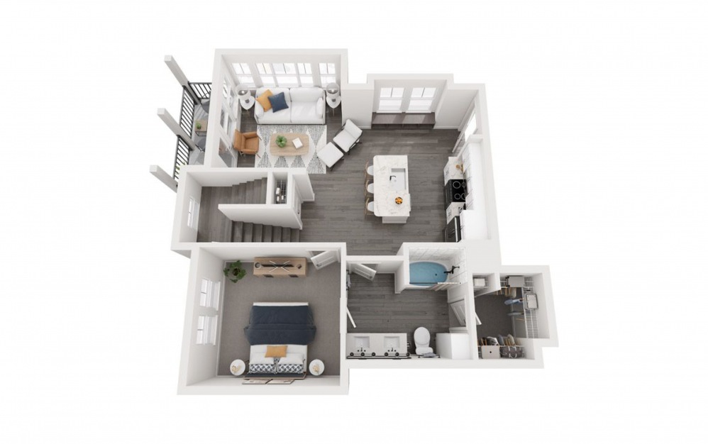 3D - Carriage Home with Garages - 3 bedroom floorplan layout with 3 bathrooms and 1552 square feet (Floor 1)